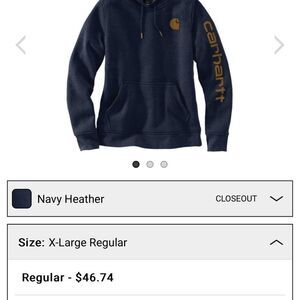 CARHARTT Women’s Navy Heather X-Large C graphic on front hoodie sweatshirt